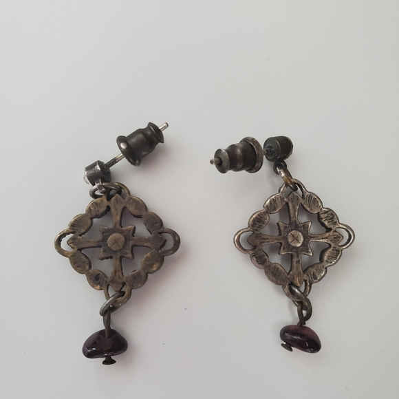 Purple stone drop earrings - Picture 8 of 8